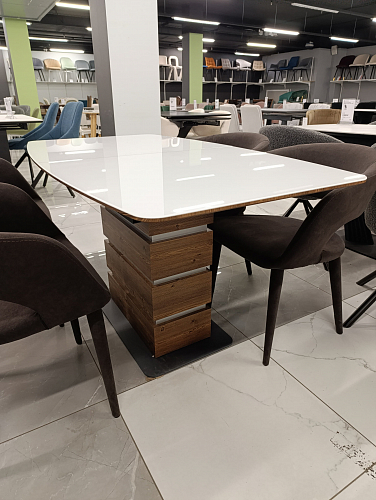 Стол на тумбе Фернан белый / венге из шоурума 1